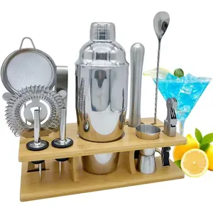 Bartender Kit 11-  Shaker-Muddler for  25oz Boston Shaker-Bar Accessories with Stylish  Stand Mix Drink Shaker kit  Martini kit with  Recipes