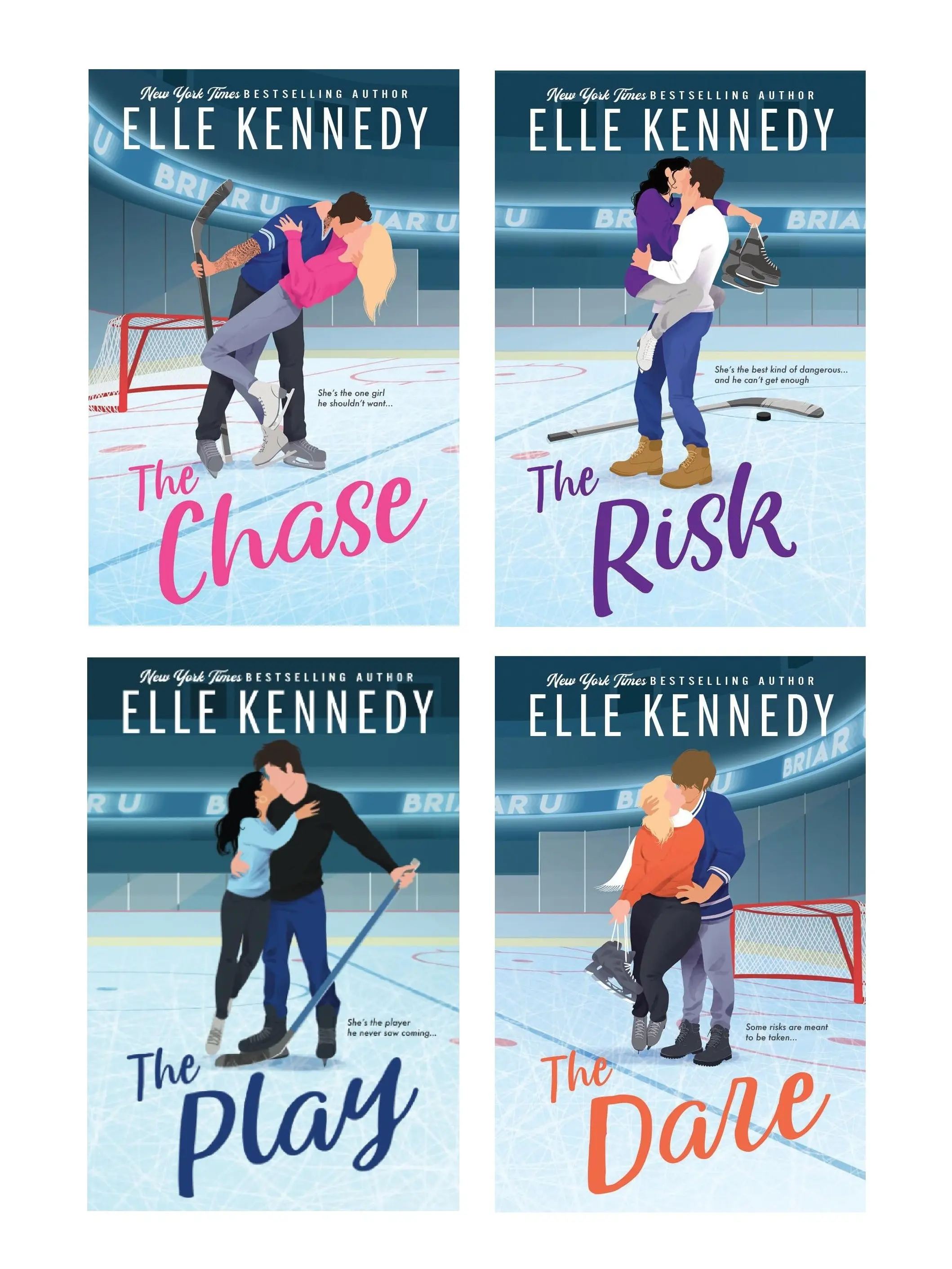 Briar U (4-Book series) A Forced Proximity College Romance with Hockey Heat Novel by Elle Kennedy : The Chase - The Risk  - The Play - The Dare (Paperback)