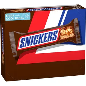 SNICKERS Peanut Snack, Full-Size Bulk Milk Chocolate Candy Bars, 1.86 oz Bar, 48 ct Box