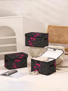 Heart Pattern Storage Box, Collapsible Clothes Storage Box with Handle, Portable Storage Organizer for Home Bedroom Wardrobe, Collapsible Storage Bins