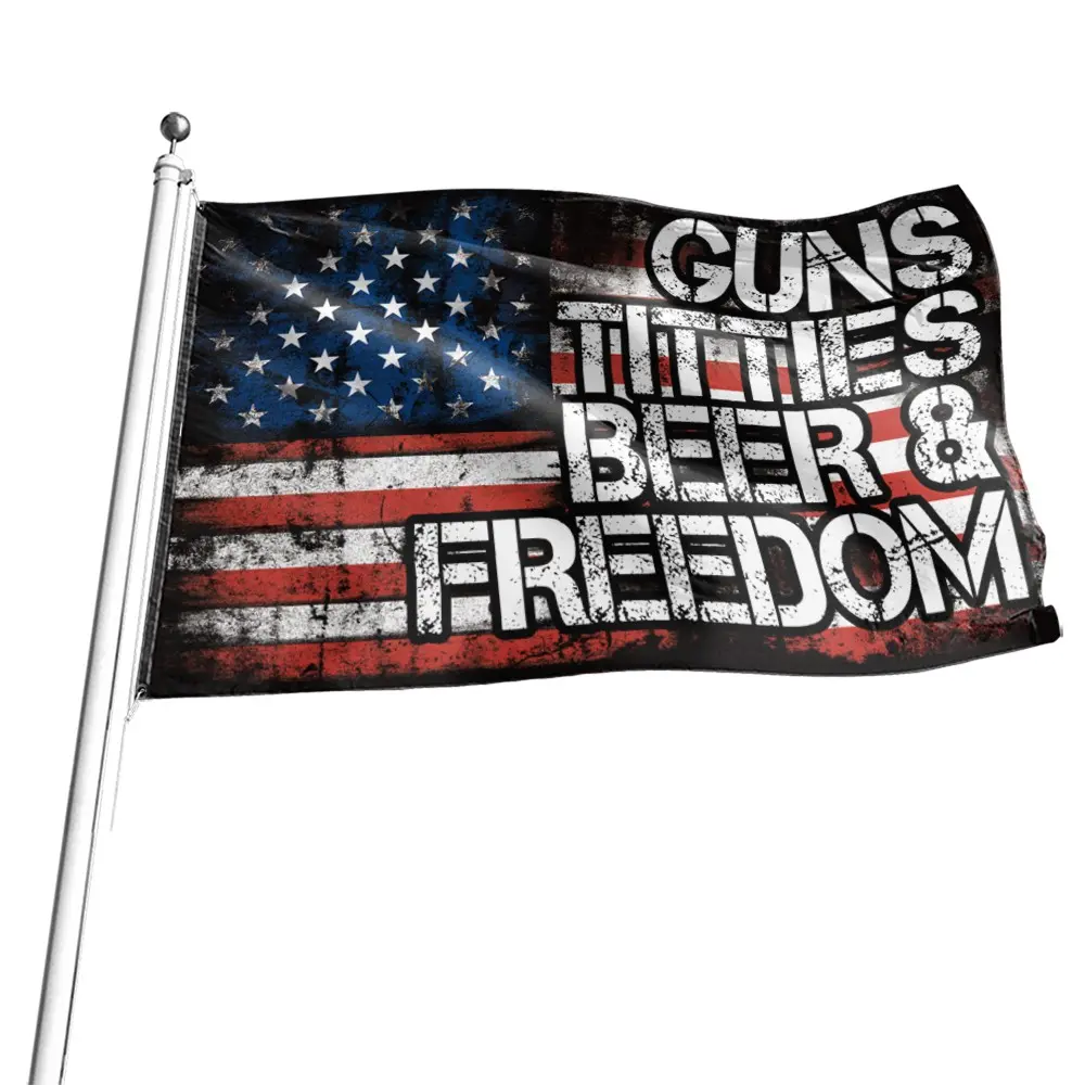 Funny American Flag Banner, 3x5 Feet, Durable Hanging Men's Cave Wall Flag, Includes 4 Brass Rings, Ideal for Dorm Room Decor, Home Party Decorations, Outdoor Parties Decor, Party Decorations Banners