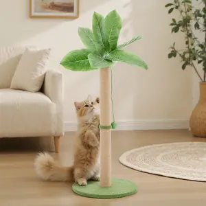 33" Tall Cat Scratching Post with Dangling Ball Toy, Palm Tree Design Cat Scratcher for Indoor Cats, Sturdy & Stable Sisal Post, Fun Play and Home Décor – #CatLovers #PetSupplies#CatTree