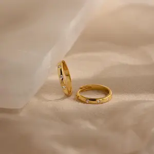 Classic Diamond Sprinkle Huggies by Caitlyn Minimalist - Dainty Crystal Dot Hoop Earrings in Gold & Silver - Vintage Jewelry - Mom Gift