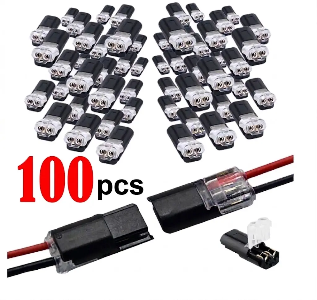 2-Pin Double-Wire Plug-In Connector for LED Strip Lights, Solderless Low Voltage Wire Connectors with Locking Buckle, Fast Quick Connect Plugs for LED Strips, Automotive Wiring, Cars & Electrical Power Distribution,Secure Power Distribution