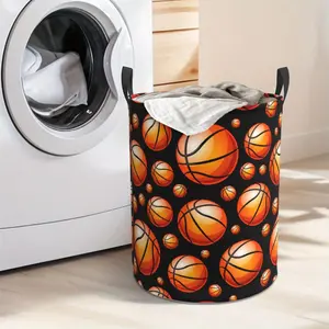Basketball Print Laundry Hamper  Portable Storage Hamper with Sturdy Handle， Oxford Cloth， Easy to Store and Collapsible Design， Laundry Baskets
