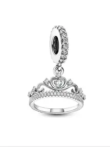 1Pc New Design Love Crown Charm Heart Design Charm Beaded Charm Fashionable Charms DIY Jewelry Making Kit for Bracelet Creative Craft Material Holiday Gift Pendant Women Birthday Gift Daily Wear Accessories