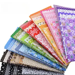 56Pcs Cotton Fabric Bundles, Floral Plaid Polka Dot Quilting Fabric for DIY Sewing Craft