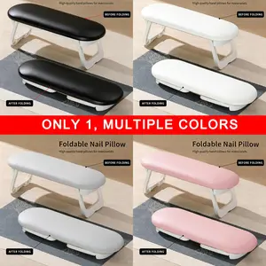 Foldable Portable PU Leather Nail Hand Rest, Easy-Clean Anti-Slip Nail Pillow for Manicure, Comfortable Nail Support, Available in Multiple Colors: Pink / White / Gray / Black