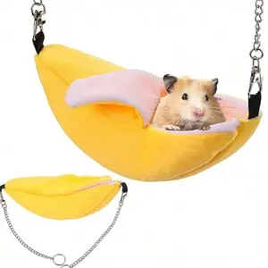 Cute Banana Shaped Hammock for Hamsters, Soft Cotton Hanging Nest, Warm Home for Small Mammals, Pet Bed Accessory, Hamster Cage Habitat