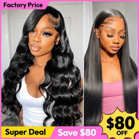 【Black Friday Deals Early 22 "& 22'】13x4 Body Wave Lace Front Wigs Human Hair Pre Plucked 180% Density HD Transparent Lace Frontal Wigs for Women