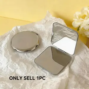 Portable Foldable Cosmetic Mirror for Women Stainless Steel Handheld Pocket Makeup Mirror Various Styles