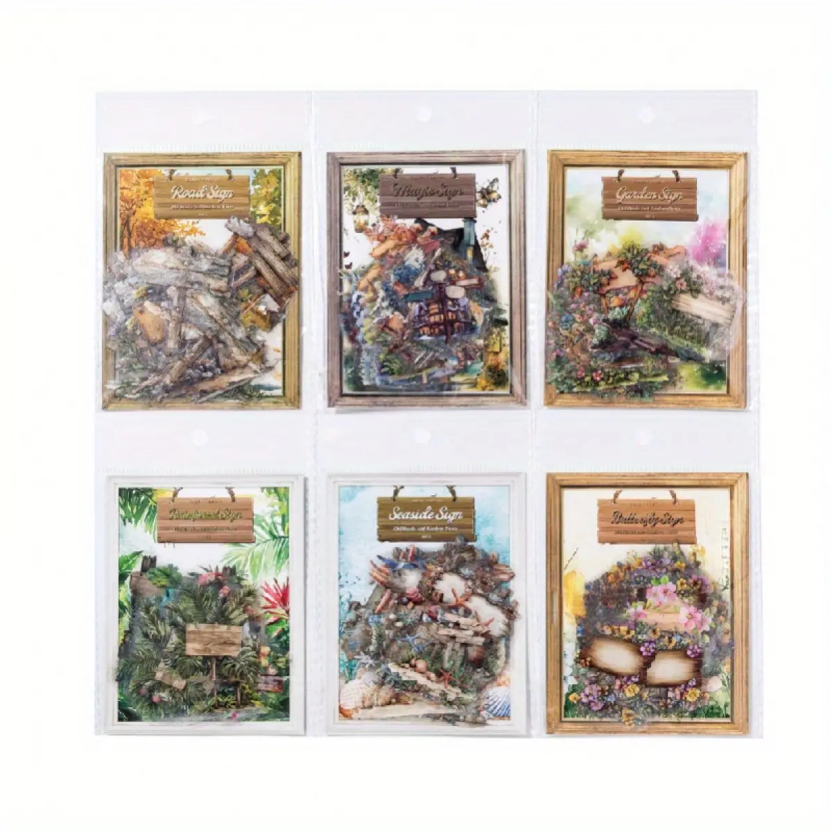 240 Retro Road Sign-Style PET Waterproof Stickers Pack, Garden & Rainforest Themed Labels for DIY Notebook Decoration, Scrapbooking, Sticker Book Supplies (Office Stationery Labels)
