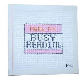 Busy Reading | Hand-Painted Needlepoint Canvas | 13 Mesh or 18 Mesh | Made to Order | Canvas Only