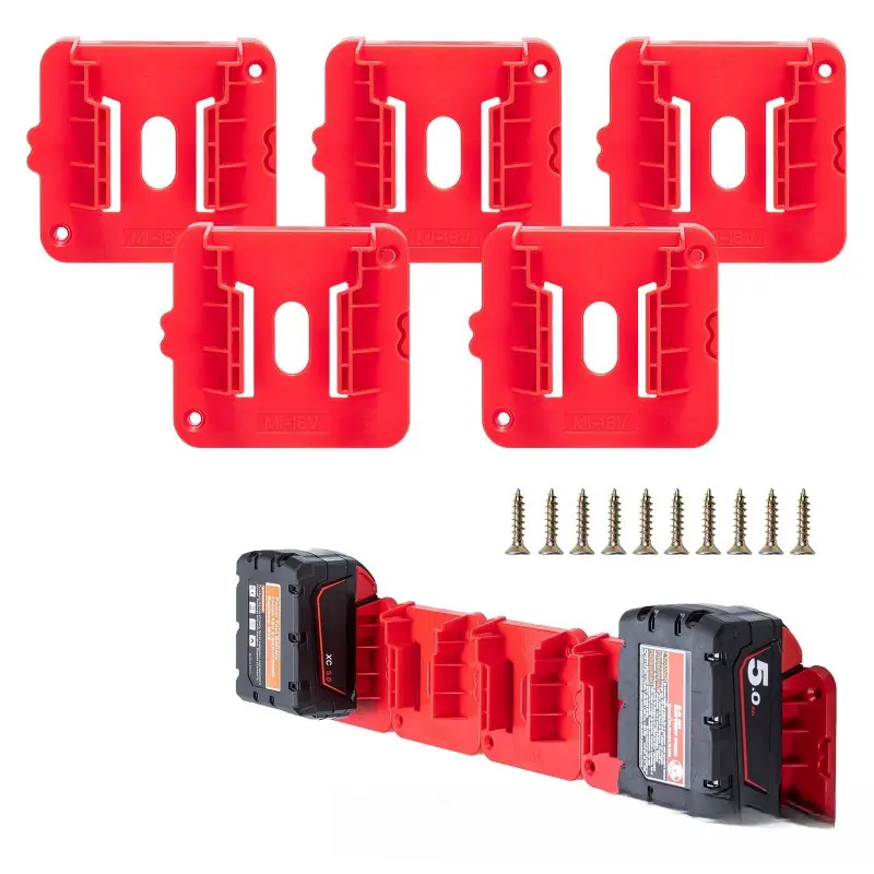 Milwaukee 18v M18 Battery Holder with Screws, Hanging Tool Organizer, Cordless Tool Storage, Home & Garage Use, Power Tool Organizer, Tools Storage Organizer, Tool Organisers, Tool Holders