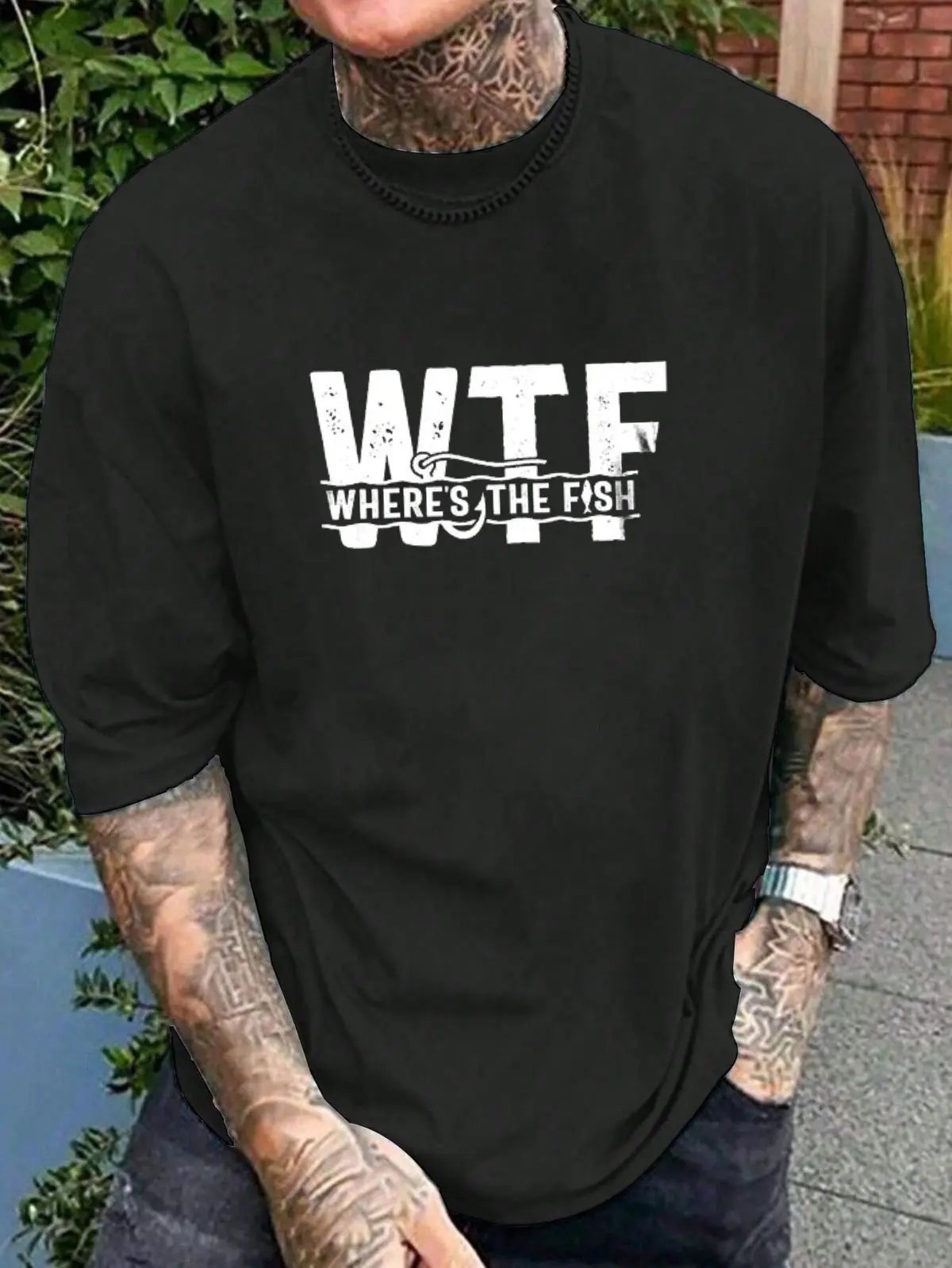 WTF Where's The Fish Printed Men's T-Shirt, Hoodie, Crewneck Sweatshirt, Menswear, Streetwear
