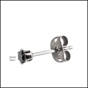Titanium EAR Studs 20G 6 Prong Set Stud Earrings Cubic ZurconiaK 3 MM