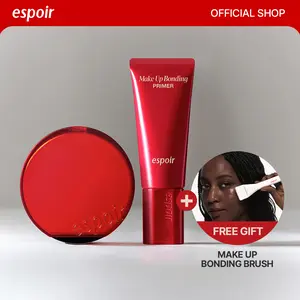 [Espoir Official][Bundle][Free Brush] Makeup Bonding Primer & Be Velvet Cover Cushion Foundation | Hydrating Grip Primer & Full Coverage Cushion