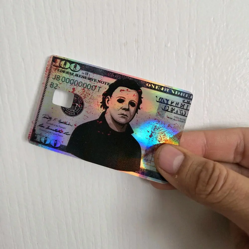 Custom Debit Card Sticker with Holographic Michael Myers Design for Unique Personalization