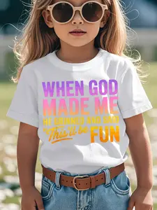 Kids' 100% Cotton Graphic Fashion Tee - Regular Fit, Geometric Print, Comfortable Round Neck Athletic White Top for Boys and Girls