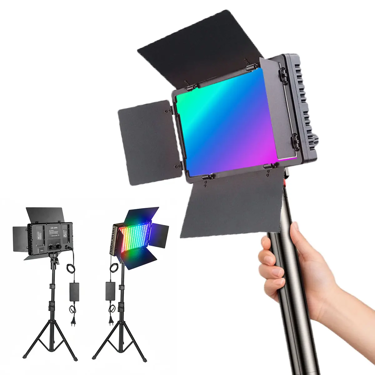 50W RGB LED Video Panel Light, Handheld Portable Studio Fill Light 3200K-5600K with Remote Control & 160cm Tripod Stand for TikTok YouTube Live Photography Vlog Shooting