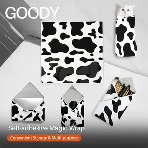 Magic Wrap Self Adhesive Pocket Large 50x50cm Portable Travel Organizer Lazy Makeup Bag Cosmetic Electronics Storage Stick and Go Convenient Pet Grooming Tool Nail Eye Care Teeth Brush