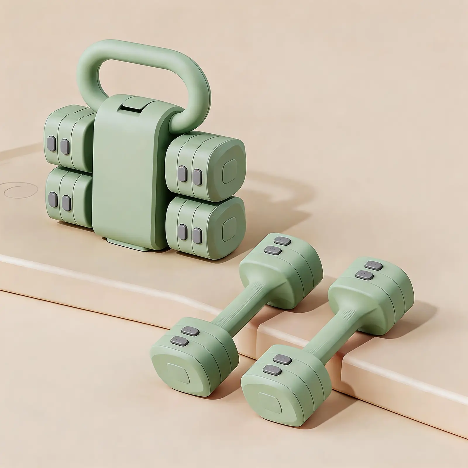2026 New Upgrade 2-in-1 Adjustable Dumbbell Set, Upgraded 4 Levels Hand Weights for Women Men, Each 2.2/3.3/4.4/5.5Ib, Convertible Weights Dumbbells and Kettlebell Set for Home Gym Exercise & Fitness