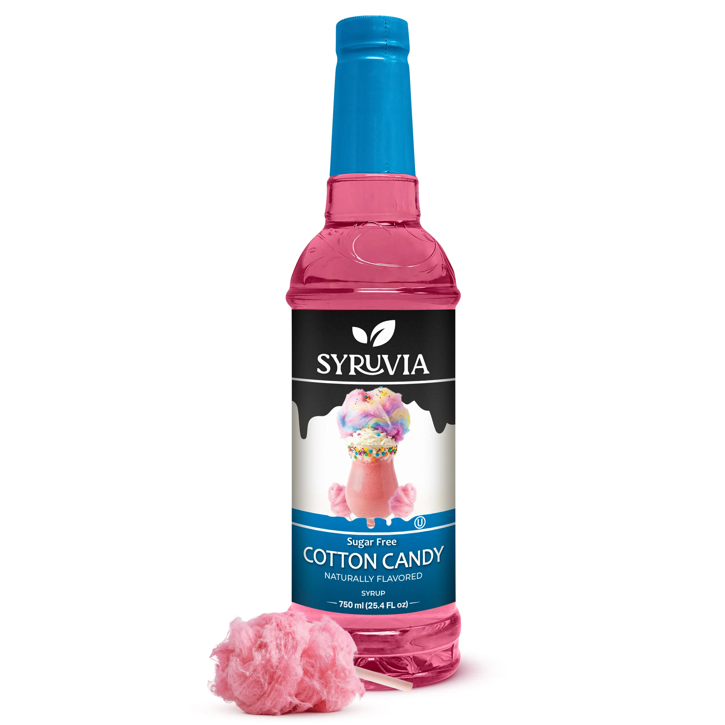 Syruvia Sugar Free Cotton Candy Flavored Syrup - Sugar Free Syrups & Concentrates for Drinks, Milkshakes, Cocktails, Desserts - 25.4 fl oz
