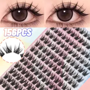 Beginner-Friendly 156 PCS Little devil style D-Curl Individual Cluster False Lashes, Eyelash Clusters, Easy To Apply & Reusable, Lash Set, Cosmetic, Ideal For Daily & Party Makeup, Christmas Gift, Travel Essential