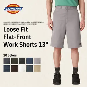 Dickies Men's Loose Fit Flat Front Work Shorts, 13", Wrinkle- & Stain-Resistant, Multi-Pocket Design, Extended Belt Loops, Classic Workwear-Inspired Casual Style