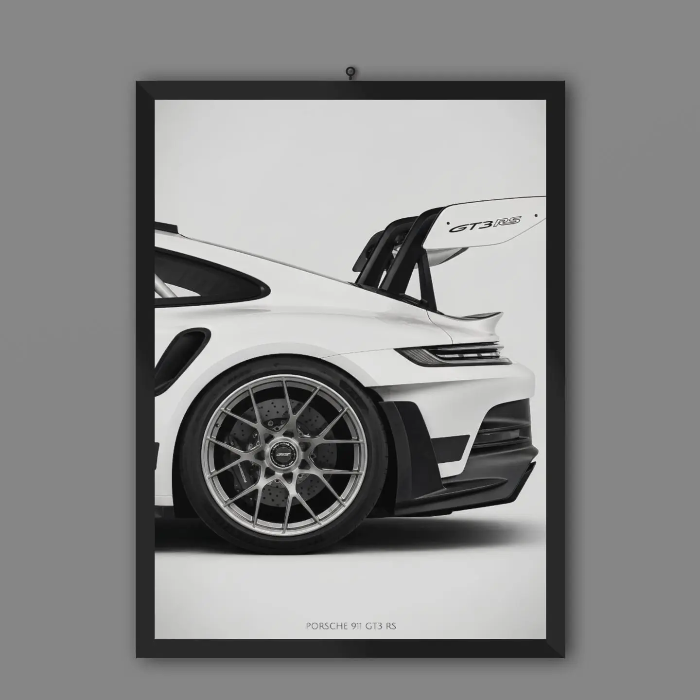 Porsche 911 GT3 RS Minimalist Automotive Poster Print Unframed - Black & White Supercar Wall Art - Ships out in 1-2 Days
