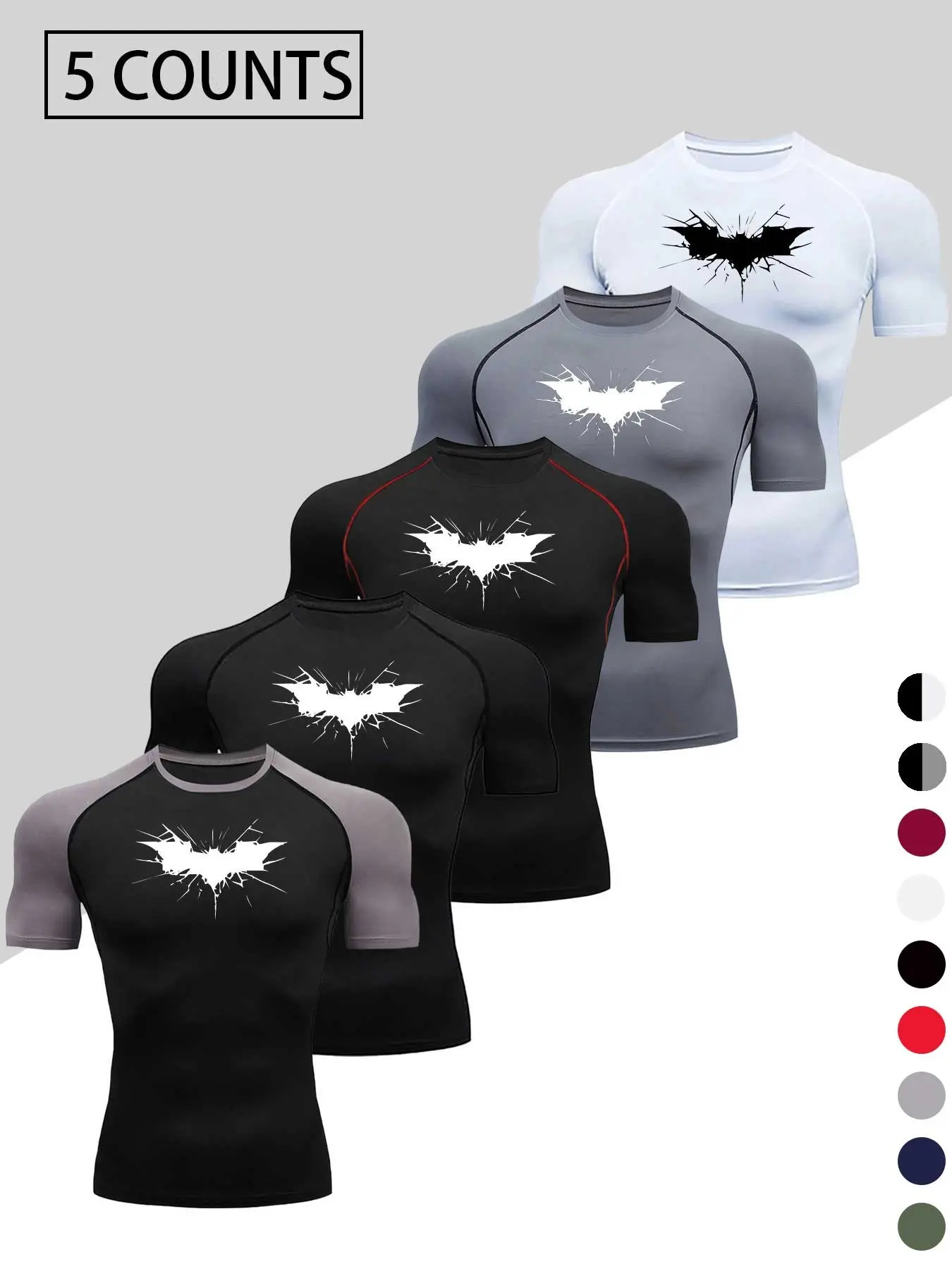 Men's Dragon Print Compression T-Shirt, Activewear, Workout Apparel, Quick-Dry Breathable Stretch Fabric, Tight-Fitting Short Sleeve Top for Fitness and Outdoor Activities