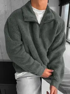 Men's Half-Zip Fleece Homeewear Top, Long Sleeve, Soft and Warm, Multiple Colors Available, Ideal for Cold Seasons, Casual Style, Menswear