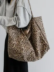Women's Fashion Leopard Pattern Tote Bag, Large Capacity Shoulder Bag for Daily Used, Casual Trendy Versatile High-quality Daily Commuting Bag, Girl Fashionable Shopping Bag, Commuter Tote Bag, Stylish Tote Bag
