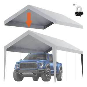 Fathersdaygift 10x20ft Carport Replacement Canopy Cover, Heavy-Duty Waterproofing UV-Protected Garage Shelter Tarp, Easy Installation with Ball Bungees, Grey (Top Cover Only, Frame Not Included)dealsforyoudays