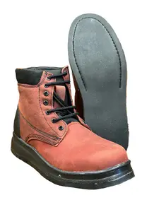 Men's Heavy Duty Leather Closed-Toe Lace-Up Roofing Work Footwear, Slip-Resistant Safety Shoes