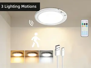 USB Rechargeable Motion Sensor Ceiling Light with Remote Control- 3 Lighting Options Magnetic Wireless Ceiling Light for Closet Shower Stairs Shed Hallway Porch Patio ect, lights for bedroom, christmas hallway ceiling