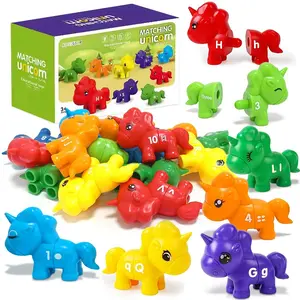 Matching Unicorn Alphabet Numbers Learning Toys, Preschool Educational Visual Learning Tools Counting & ABC Matching Game, Fine Motor Skills Sensory Toy, Perfect for Classroom Home, Great as Birthday, Christmas, Easter Gifts for Toddlers Kids
