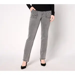 Isaac Mizrahi Live! Petite True Denim Fog Straight Leg Jeans