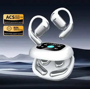 [Clearance Sale]Touch screen OWS open ear earbuds Bluetooth 5.4 lPX6 waterproof 80H play time headset HlFl sound Full color display Headphones with charging case Light-weight sports ANC noise reduction Audio Electronic ows headphone