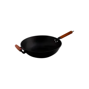 COOKER KING 34CM Carbon Steel Wok Pan - Traditional Chinese Stir Fry Pan, Non-Coated, Oil-Saving, Naturally Non-Stick, Single Handle Wok CKN9634ZH