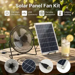 15W Solar Powered Fan with 8 Inch USB Exhaust Fan, Portable Monocrystalline Solar Panel Ventilation Fan for Camping, Greenhouse, RV, Shed & Outdoor Cooling#fathersdaygift