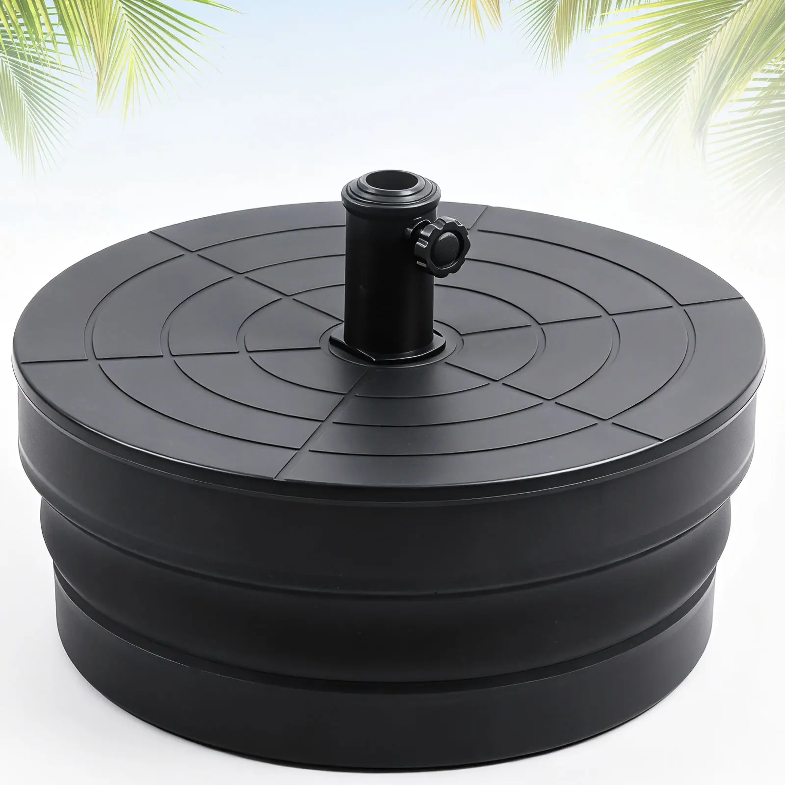Outdoor Umbrella Base, Foldable Weighted Patio Umbrella Stands, HDPE Umbrella Base Suitable with 1.26''-1.89'' Pole Sizes, Heavy Duty Water Sand Base for Patio, Garden, Poolside