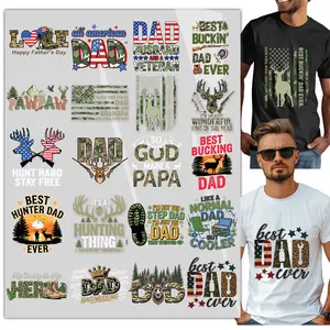 20 Sheets Father’s Day DTF Heat Transfer Bundle – Hunting Dad Designs – Buck, Deer & Camo Iron On T-Shirts Dad Heat Transfer Vinyl Iron on Decals