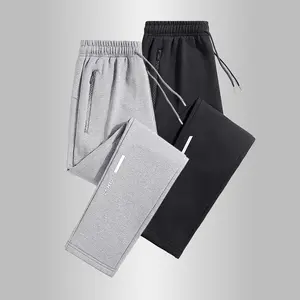 Men's 2-Pack Lightweight Straight-Leg Joggers with Zipper Pockets & Drawstring Waistband for Spring/Fall Casual Homewear