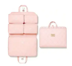 Hanging Travel Organizer with Compression Packing Cube, Multi-Layer Storage for Socks Underwear & Bras, Foldable Luggage Organizer for Suitcase and Carry-On Travel  storage bag portable cosmetic large capacity storage bag set toiletry lightweight