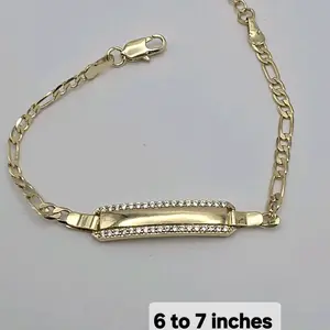 ID BRACELET withclear stone'sGOLD-PLATED adjustable