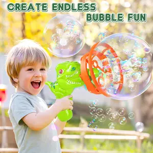 2 IN 1 Dinosaur Bubble Blower Bubbles Toy for Kids,1000 Bubbles Per Minute,Bubble Gun with Refill Solution,Double Layer Bubble for Fun Play, Boys Girls,Adults, Summer, Party Favors