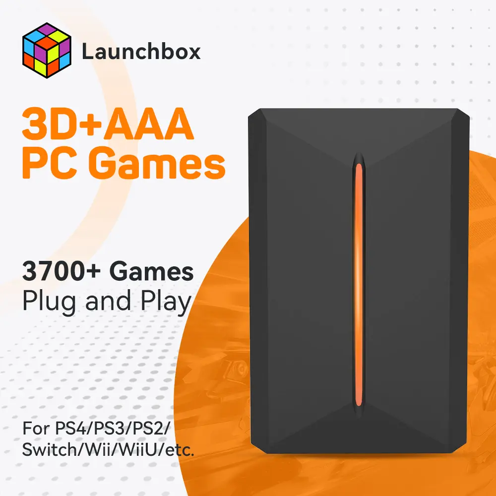 OKKQVV【3700 ROMs for 500GB】Launchbox Game Vault Hard Disk Drive【Wireless Game Controller+1 USB-B Cable】etc Games Collections Ready to Play Gift Package,back to school,back to school haul