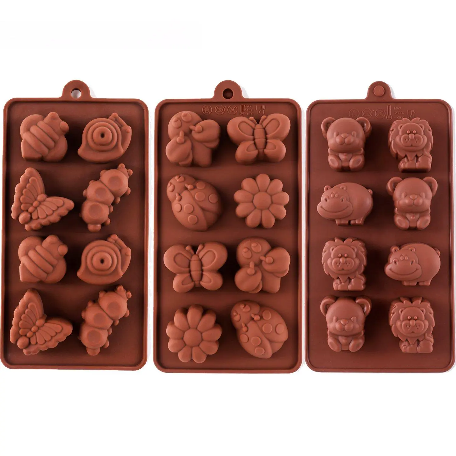 3-Pcs Flexible Food-Safe Silicone Forest Animal Mold Set, Non-Stick Baking Tool for Candy Crafting, Soaps, Resin, Oven/Microwave-Safe, Ideal for Kids & Gift-Making