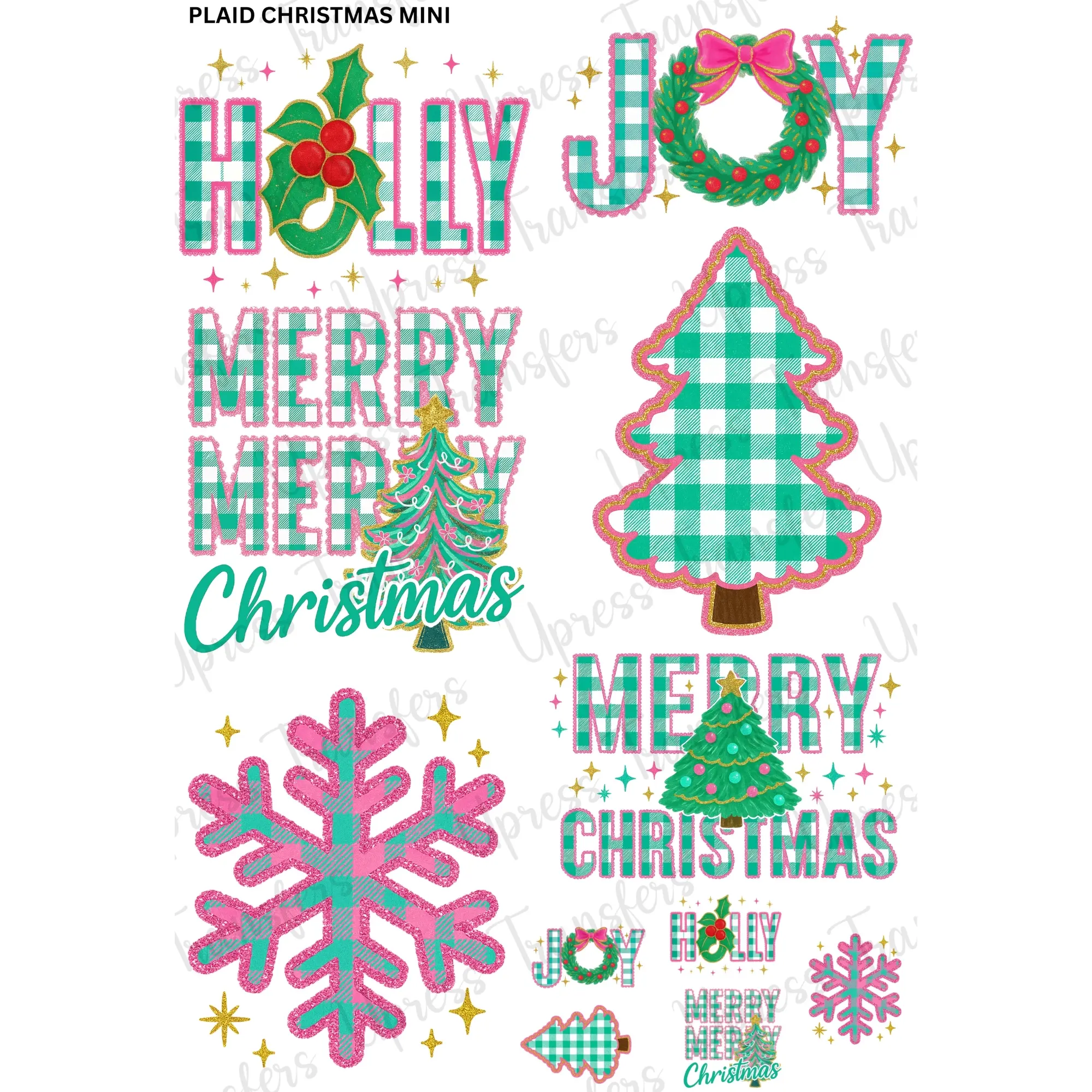 Plaid Christmas Mini Gang Sheet DTF Transfer 24.5"x36" Direct To Film for DIY Enthusiasts Vibrant Custom Options Cozy Handmade Aesthetic Festive Designs Merry & Bright Pastel Designs